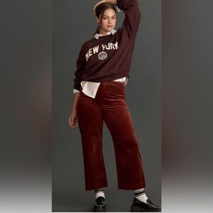 MAEVE Anthropologie The Colette Crop Corduroy Wide Leg Pants Cinnamon 32